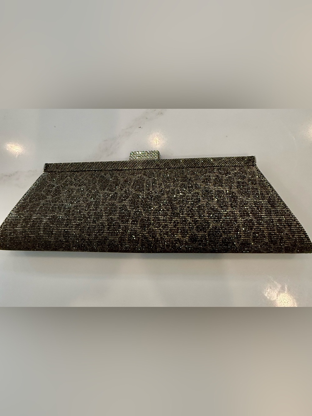 Metallic Sparkle Evening Clutch in Gunmetal